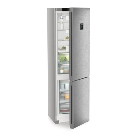 Combina frigorifica Liebherr CBNsdc 573i Plus, NoFrost, BioFresh, 60 cm, 360 l, SmartDeviceBox integrat, Sertar Meat & Dairy, SuperCool, Clasa C, SmartSteel